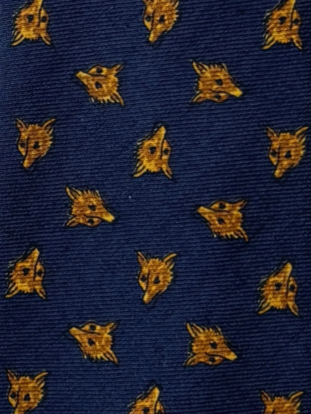 Preppy Fox Head wool tie, made in England